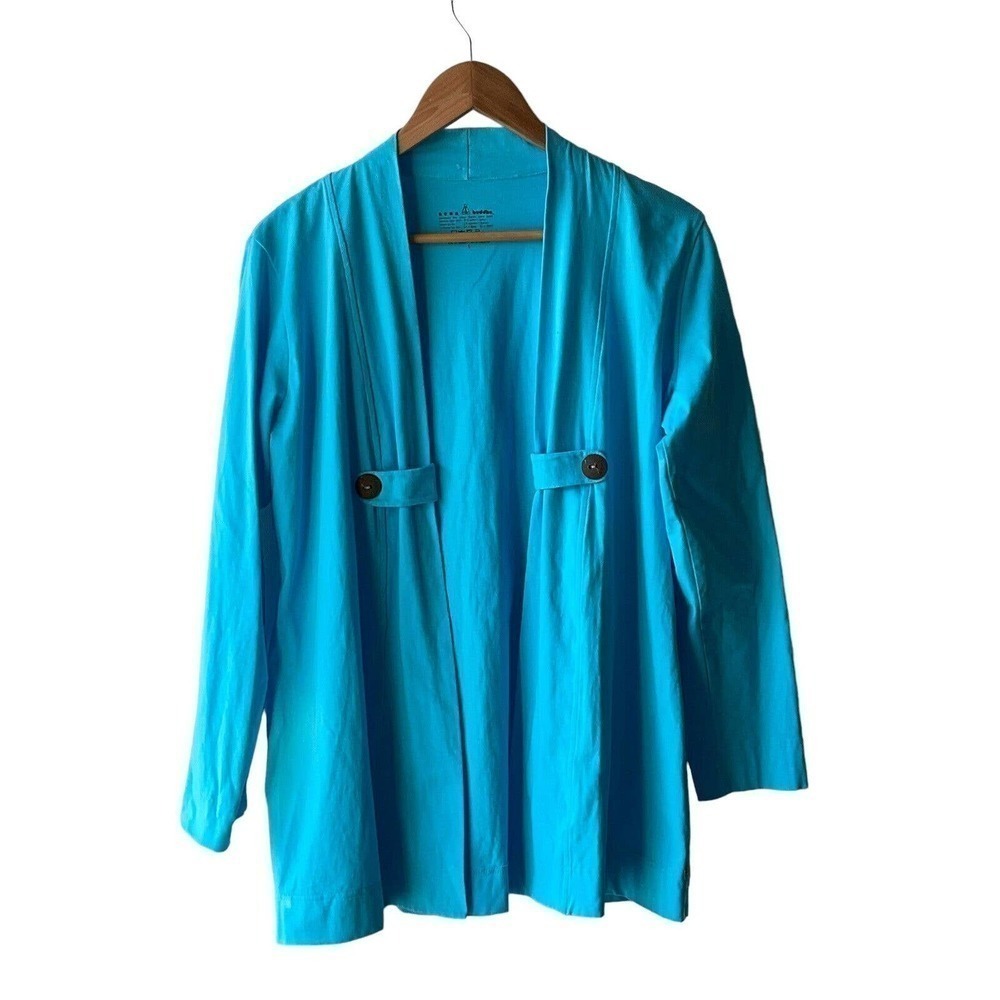 Neon Buddha Women's Size L Blue Open Front Cardigan Top
